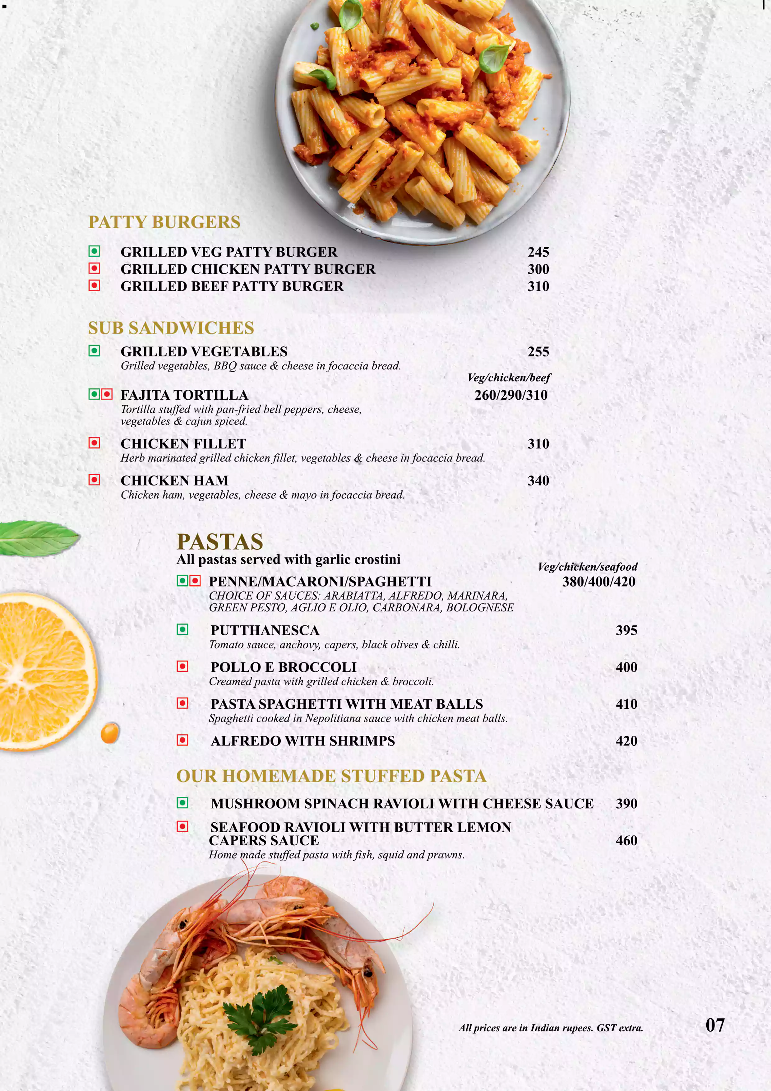 UpperCrust menu